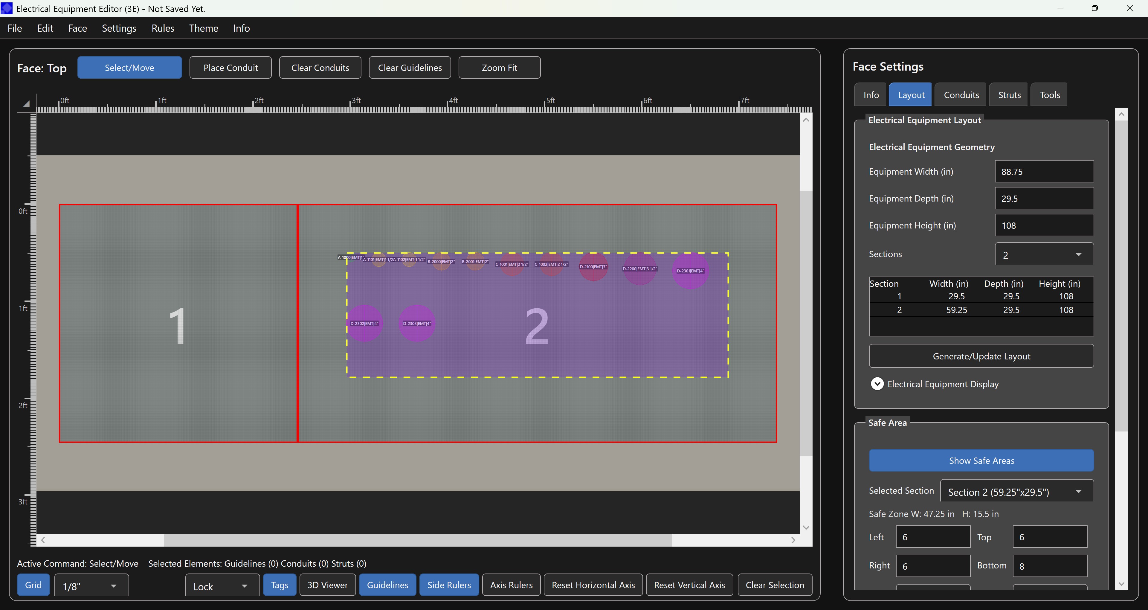 3E - Equipment, Safe Area, Conduits Preliminary Layout
